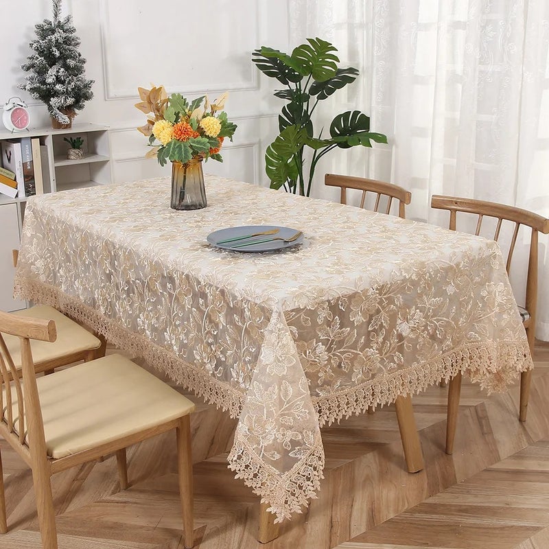 Bluejw Polyester PC Digital Embroidery Nordic Style Home Decoration Rectangle Lace Floral Patterns Tablecloths Runner - Image 1